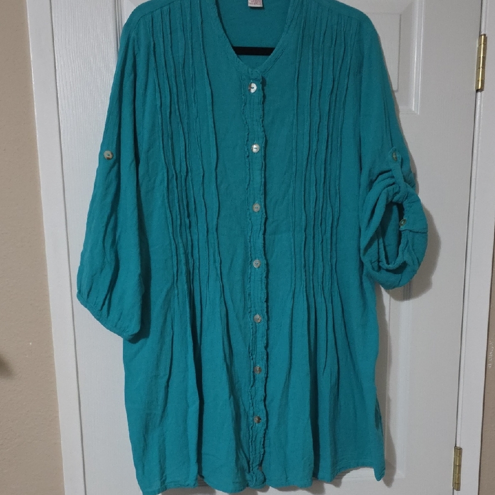 3/$30***Teal Button Down Shirt for Women